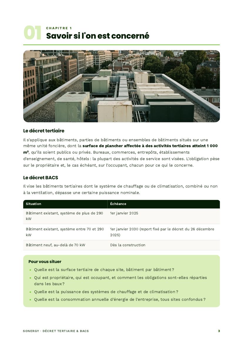 Chapitre 1 · Savoir si l'on est concerné du guide « Décret tertiaire & BACS : êtes-vous concerné ? »